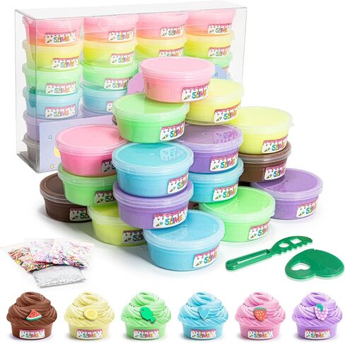 Slime Kit for Girls and Boys, Safe and Fluffy Slime for Kids, Stress Relief Kids Slime Kits for Toddlers, Stretchy Butter Slime Pack of 6 in Kuwait