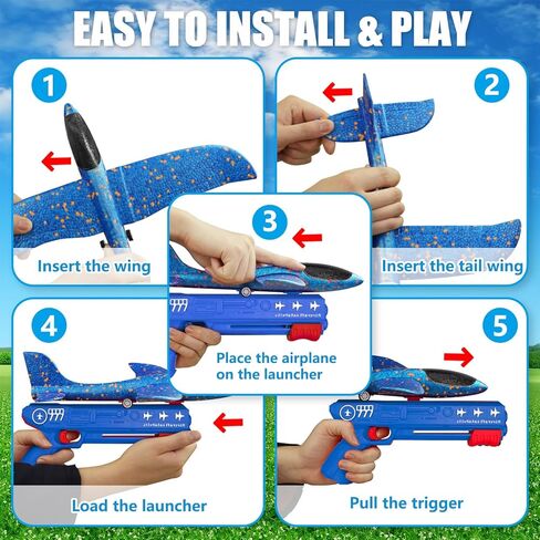 3 عبوات من ألعاب قاذفة الطائرات، وضعان للطيران رمي طائرة منجنيق شراعية رغوية، ألعاب طيران خارجية ألعاب خارجية للأعمار 3 4 5 6 7 8 9 10 11 12 سنة للأولاد والبنات والأطفال هدايا عيد ميلاد in Kuwait
