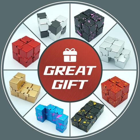 Easter Basket Stuffers, Infinity Cube Fidget Toys for Adults Kids Teens, Metal Fidget Toys, Anti Stress Relief Toys Fidget Blocks for Office Desk Toys (Black) in Kuwait