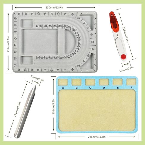 لوح خرز من ذا انديفشو مع خيط مرن 0.8 ملم، 3 قنوات على شكل حرف U و6 اخاديد، رمادي متداخل، 13 × 9.4 انش، لتصميم المجوهرات والقلائد والاساور in Kuwait