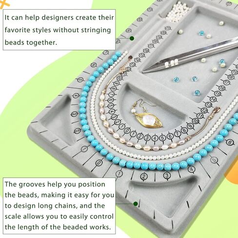 لوح خرز من ذا انديفشو مع خيط مرن 0.8 ملم، 3 قنوات على شكل حرف U و6 اخاديد، رمادي متداخل، 13 × 9.4 انش، لتصميم المجوهرات والقلائد والاساور in Kuwait
