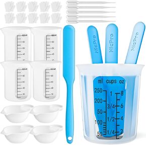 Silicone Resin Measuring Cups Tool Kit- Nicpro 250 & 100 ml Measure Cups, Silicone Popsicle Stir Sticks, Pipettes, Finger Cots for Epoxy Resin Mixing, Molds, Jewelry Making, Waxing, Easy Clean in Kuwait