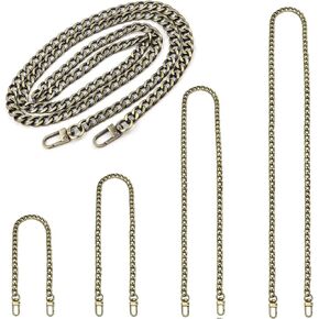 4 Pieces Different Sizes DIY iron flat chain belt, handbag replacement belt, shoulder belt, wallet chain belt, metal buckle(7.9 inch, 15.7 inch, 31.5 inch, 47.2 inch) Gold