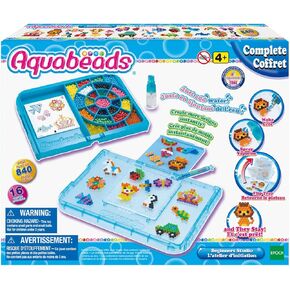 مجموعة خرزات Aquabeads Beginners Studio الكاملة للفنون والحرف اليدوية، تتضمن أكثر من 840 خرزة، للأعمار من 4 سنوات فما فوق، متعددة الألوان