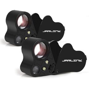 JARLINK 2 حزمة 30X 60X عدسة مكبرة للعين المضيئة للمجوهرات، مكبرات مجوهرات قابلة للطي مع ضوء LED ساطع للأحجار الكريمة والمجوهرات والعملات المعدنية والطوابع وما إلى ذلك (أسود) in Kuwait