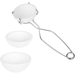 YIEPET 5 Pieces Small Melting Ceramic Crucible Bowl Dish Cup Set Include Honeycomb Soldering Board Quartz Plate Melting Gold Silver Copper with Whip Tongs Handle 2A