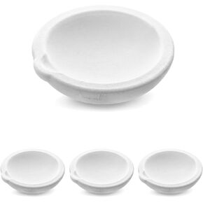 QWORK Ceramic Crucible Bowl, 4 Pcs Quartz Melting Dishes Pot for Melting Casting Refining Gold Silver Brass Alloy, 250g