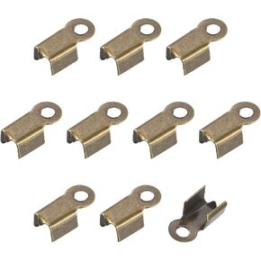 uxcell 600Pcs Fold Over Cord Ends, 3x6mm Terminators Crimp Cap Clasp Tips for Leather Ribbon DIY Craft Making, Bronze Tone