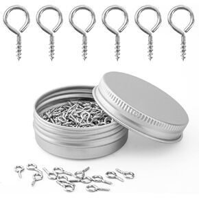 Weico 300pcs Screw Eye Pins Hooks, Small Metal Hoop Eye Pin Screws for DIY Jewelry, Charm Bead Pieces/Arts & Crafts Projects/Cork Top Bottles/Charm Bead Pieces(10X5mm)