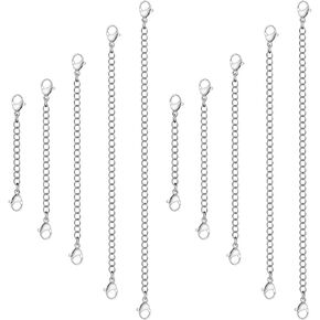 5Pcs Silver Stainless Steel Necklace Extender Chain Links Silver Lobster Necklace Extenders for Necklaces Bracelet Anklet Stainless Steel Chain Extenders for Jewelry Making (2in 3in 4in 5in 6in)