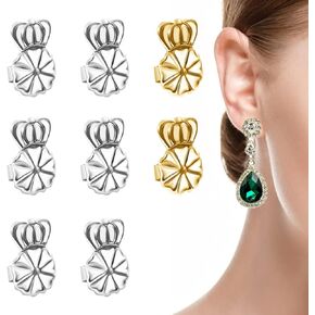 Earring Lifters Backs, 4 Pairs Secure Earring Backs for Droopy Ears, Hypoallergenic Adjustable Magic Earring Backs Tiara Earring Backs for Heavy Earring (3Silver, 1Gold) in Kuwait