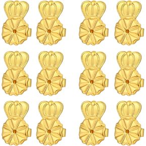 6 Pairs 14K Gold Earring Backs Lifters,Secure Earring Backs for Droopy Ears,Adjustable Hypoallergenic Earring Backs for Studs(Gold)
