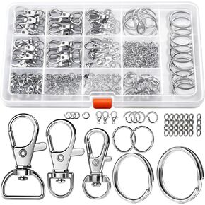 LEOBRO 265PCS Keychains Clips with Key Rings, Keychain, Metal Lobster Claw Clasps and Key Chain Rings, Key Chains Key Rings Bulk, Keychain Rings, Keychain Kit Lanyard Clip for Keys Crafts