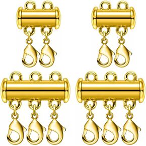 OHINGLT Necklace Layering Clasps Magnetic Slide Lock Clasp Necklace Connector Multi Strands Slide Tube Clasps