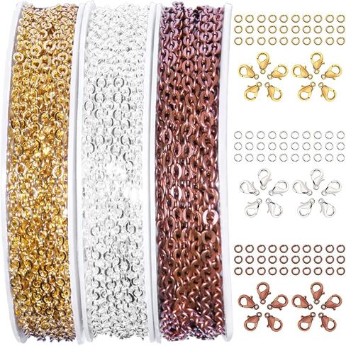 33ft Gold Chain for Jewelry Making Non-Tarnish 18K Gold Plated Stainless Steel Jewelry Chain for Jewelry Making Findings Supplies for Valentines Day Necklaces Earrings Bracelets DIY Crafts - 2mm Links in Saudi Arabia