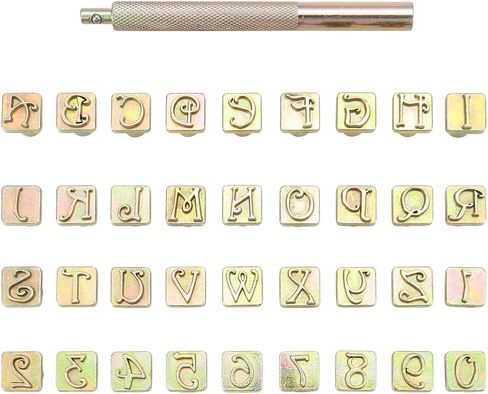 Yoption 27 Pieces Leathercarft Stamping Tool Set, 26 Letters Alphabet Stamps Steel Punch Tool 6mm+1 Stamping Handle for Leather Craft in Kuwait