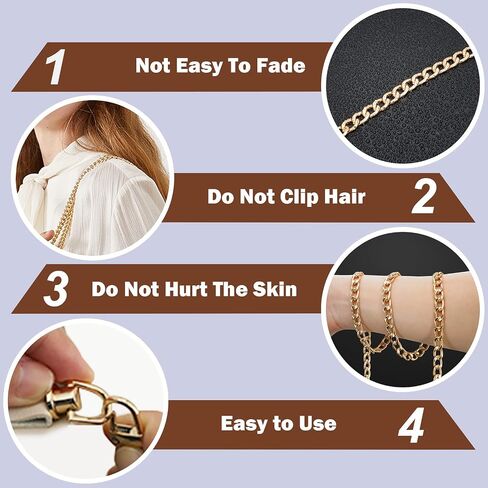 LOVLLE 4 Packs Gold Purse Chain Strap Flat Iron Chains with Metal Buckles for Replacement Shoulder Handbag Crossbody Bag Clutch (15.7'', 23.6'', 35.4'', 47.2 '') in Kuwait