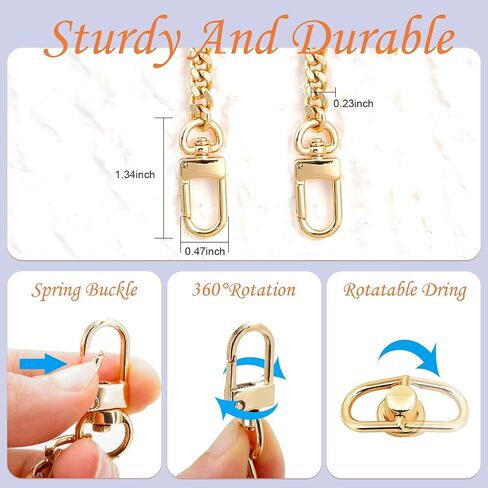 LOVLLE 4 Packs Gold Purse Chain Strap Flat Iron Chains with Metal Buckles for Replacement Shoulder Handbag Crossbody Bag Clutch (15.7'', 23.6'', 35.4'', 47.2 '') in Kuwait