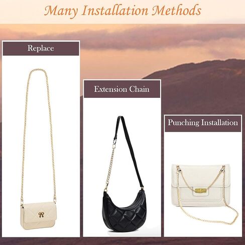 LOVLLE 4 Packs Gold Purse Chain Strap Flat Iron Chains with Metal Buckles for Replacement Shoulder Handbag Crossbody Bag Clutch (15.7'', 23.6'', 35.4'', 47.2 '') in Kuwait