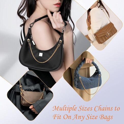 LOVLLE 4 Packs Gold Purse Chain Strap Flat Iron Chains with Metal Buckles for Replacement Shoulder Handbag Crossbody Bag Clutch (15.7'', 23.6'', 35.4'', 47.2 '') in Kuwait