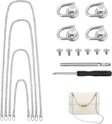 LOVLLE 4 Packs Gold Purse Chain Strap Flat Iron Chains with Metal Buckles for Replacement Shoulder Handbag Crossbody Bag Clutch (15.7'', 23.6'', 35.4'', 47.2 '') in Kuwait