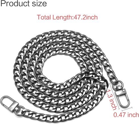 4 Pieces Different Sizes DIY iron flat chain belt, handbag replacement belt, shoulder belt, wallet chain belt, metal buckle(7.9 inch, 15.7 inch, 31.5 inch, 47.2 inch) Gold in Kuwait