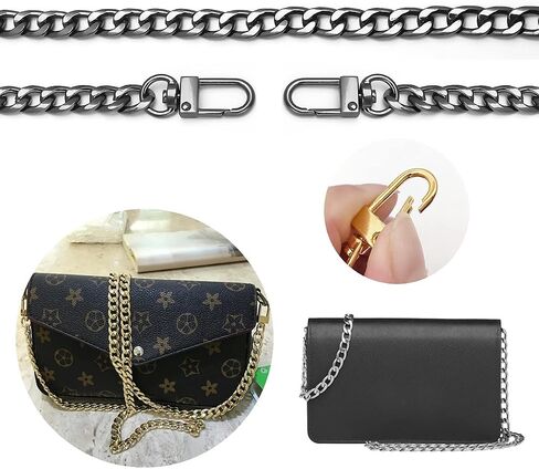 4 Pieces Different Sizes DIY iron flat chain belt, handbag replacement belt, shoulder belt, wallet chain belt, metal buckle(7.9 inch, 15.7 inch, 31.5 inch, 47.2 inch) Gold in Kuwait
