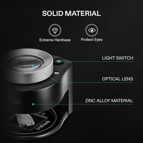 VIVOSUN 30X Rechargeable Loupe Magnifier with White LED Light and UV Light, Portable Magnifying Glass with Optical Glass Lens & Scale for Jewelry, Textile, Gems, Stamps, Coins and Plants in Kuwait