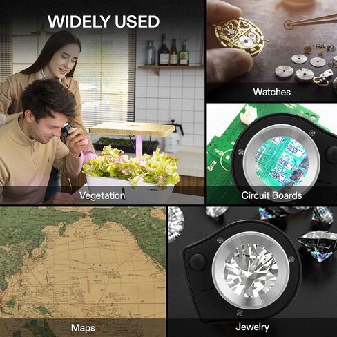 VIVOSUN 30X Rechargeable Loupe Magnifier with White LED Light and UV Light, Portable Magnifying Glass with Optical Glass Lens & Scale for Jewelry, Textile, Gems, Stamps, Coins and Plants in Kuwait