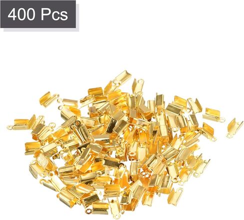 400 قطعة من أطراف السلك القابلة للطي من uxcell، أطراف مشبك بغطاء مجعد مقاس 3 × 6 مم لصنع الشريط الجلدي بنفسك، ذهبي فاتح in Kuwait