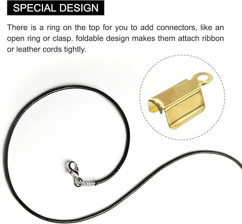 400 قطعة من أطراف السلك القابلة للطي من uxcell، أطراف مشبك بغطاء مجعد مقاس 3 × 6 مم لصنع الشريط الجلدي بنفسك، ذهبي فاتح in Kuwait