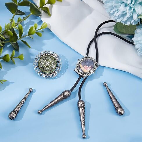 NBEADS 3 Sets Bolo Tie Findings, Bolo Tie Tips Replacement End Caps Kit, Bolo Tie Buckle Accessories with 6 Pcs Alloy Cord End and 3 Pcs Iron Bolo Tie Slide Clasps for Bolo Tie Making, Antique Bronze in Kuwait