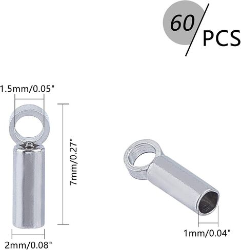 UNICRAFTALE 50Pcs Tube Cord Ends 304 Stainless Steel Cord Ends 2mm Inner Diameter Smooth End Tips Terminators Cord Finding for Cord Bracelets Jewelry Making, Golden in Kuwait