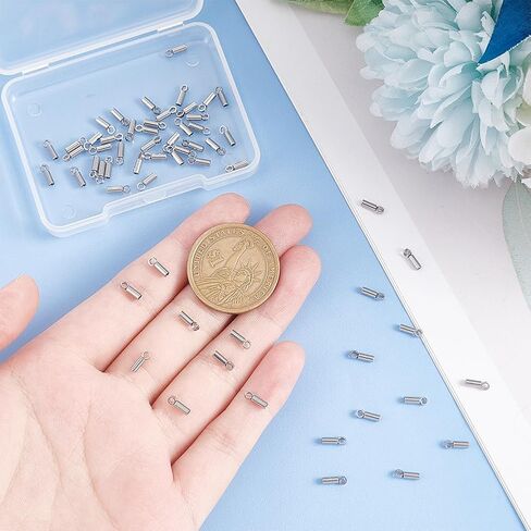 UNICRAFTALE 50Pcs Tube Cord Ends 304 Stainless Steel Cord Ends 2mm Inner Diameter Smooth End Tips Terminators Cord Finding for Cord Bracelets Jewelry Making, Golden in Kuwait