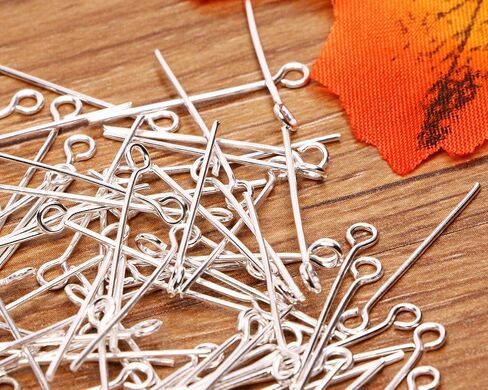200 قطعة من دبابيس العين المعدنية الصغيرة من Shapenty، دبابيس رأس صغيرة مفتوحة، إبر كبيرة من أجل صناعة يدوية، أقراط خرز، قلادة وسوار مجوهرات، صناعة العثور على المجوهرات (24 مم/1 بوصة، فضي) in Kuwait