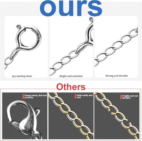 4 قطع من قلادة من الفضة الإسترلينية عيار 925، موسعات سلسلة من الذهب الوردي، وصلة خلخال للنساء مجوهرات متعددة القلائد (1"، 2"، 3"، 4") in Kuwait