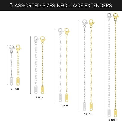 3 Pcs Necklace Extenders for Women, 2" 4" 6" 18k Gold Plated Chain Extenders for Necklaces, Gold Necklaces Bracelet Anklet Extender for Jewelry Making, Practical Mother's Day Jewelry Gifts for Mom in Kuwait