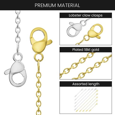 3 Pcs Necklace Extenders for Women, 2" 4" 6" 18k Gold Plated Chain Extenders for Necklaces, Gold Necklaces Bracelet Anklet Extender for Jewelry Making, Practical Mother's Day Jewelry Gifts for Mom in Kuwait