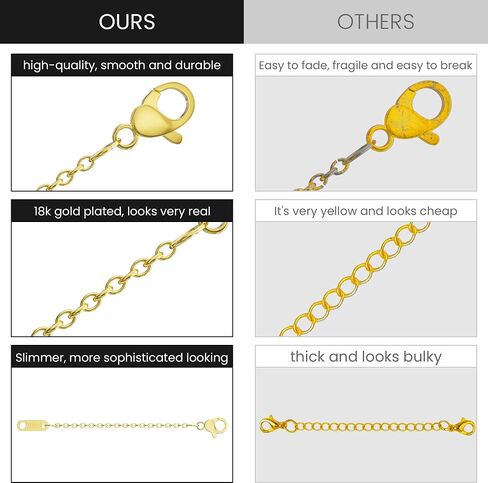 3 Pcs Necklace Extenders for Women, 2" 4" 6" 18k Gold Plated Chain Extenders for Necklaces, Gold Necklaces Bracelet Anklet Extender for Jewelry Making, Practical Mother's Day Jewelry Gifts for Mom in Kuwait