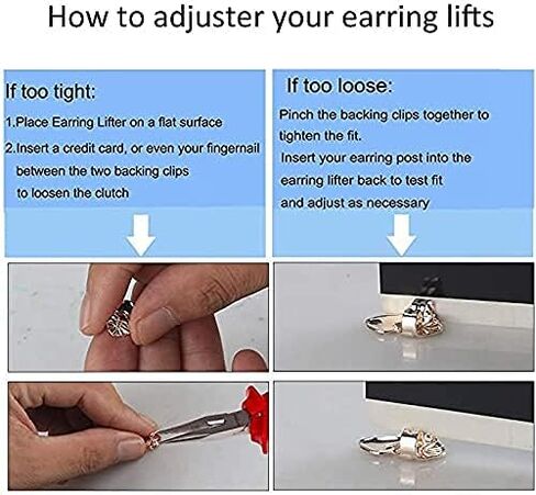 3 Pairs Earring Lifters,8MM Hypoallergenic Earring Backs for Droopy Ears,Adjustable Crown Earring Backs for Heavy Earring (8MM 2silver +1gold) in Kuwait