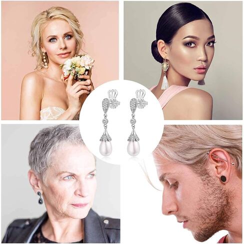 3 Pairs Earring Lifters,8MM Hypoallergenic Earring Backs for Droopy Ears,Adjustable Crown Earring Backs for Heavy Earring (8MM 2silver +1gold) in Kuwait