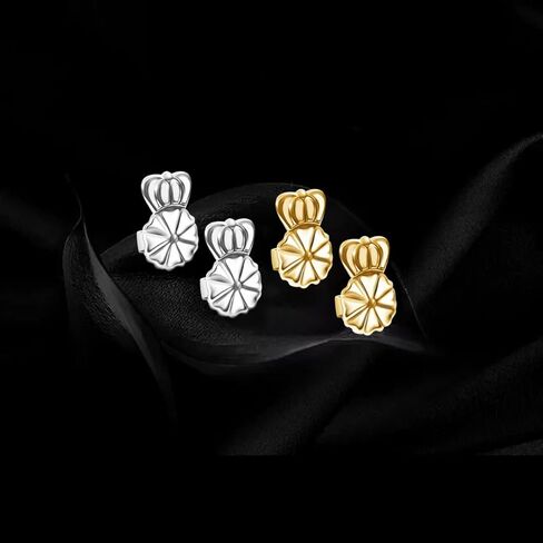 Earring Lifters Backs, 4 Pairs Secure Earring Backs for Droopy Ears, Hypoallergenic Adjustable Magic Earring Backs Tiara Earring Backs for Heavy Earring (3Silver, 1Gold) in Kuwait