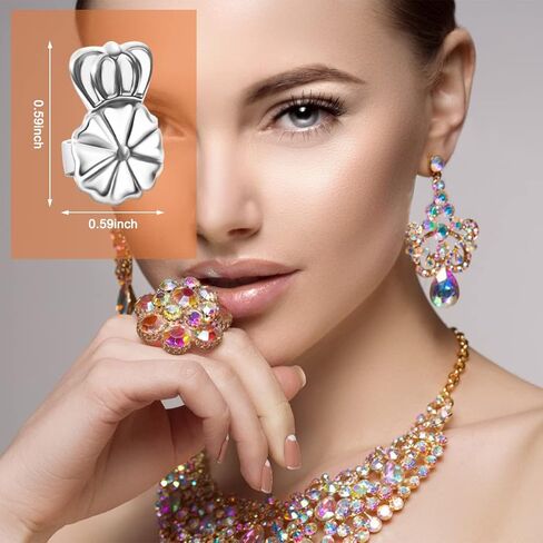 Earring Lifters Backs, 4 Pairs Secure Earring Backs for Droopy Ears, Hypoallergenic Adjustable Magic Earring Backs Tiara Earring Backs for Heavy Earring (3Silver, 1Gold) in Kuwait