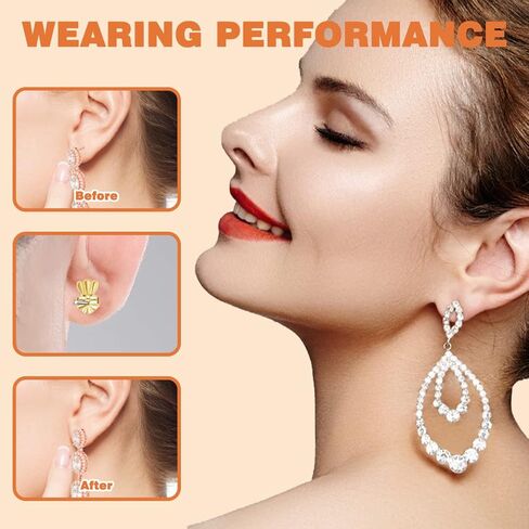Earring Lifters Backs, 4 Pairs Secure Earring Backs for Droopy Ears, Hypoallergenic Adjustable Magic Earring Backs Tiara Earring Backs for Heavy Earring (3Silver, 1Gold) in Kuwait