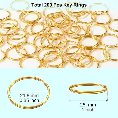 200PCS Key Rings, Split Bulk Keyrings for Keychain and Crafts (25mm) (Gold) in Kuwait