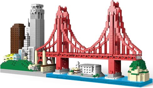 مجموعة بناء نيوليو المعمارية سيتي من مجموعة سان فرانسيسكو الدقيقة تتضمن نموذج الكاتراز، جسر البوابة الذهبية والمعالم المعمارية الأخرى (2969 قطعة) in Kuwait