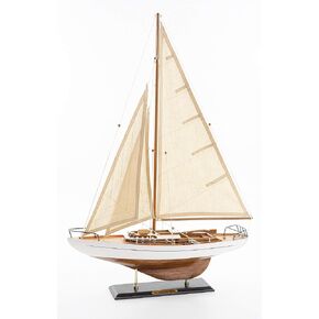 SAILINGSTORY Wooden Sailboat Model Decor Boat Model Ship Sailboat Decor Yacht Model Concordia Antique Finish Navy