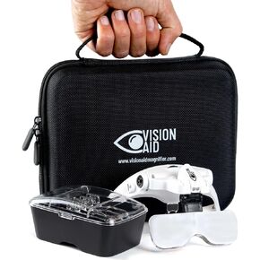 Vision Aid Magnifying Glasses with Light for Close Work, Illuminated Hands Free Headband Magnifier Goggles with Storage Case for Hobby Painting Reading Coin Watch Bead Jewelry… in Saudi Arabia