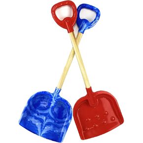Matty's Toy Stop 28" Heavy Duty Wooden Snow Shovels with Plastic Scoop & Handle for Kids - 2 Pack (Red & Blue Swirl) in Kuwait