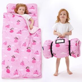 BORPRES-Toddler-Nap-Mat-Nap-Mats-for-ما قبل المدرسة-الرعاية النهارية للأولاد والبنات، بساط نوم للأطفال مع وسادة وبطانية قابلة للإزالة، حقيبة نوم كبيرة سميكة جدًا للسفر والتخييم